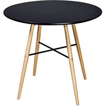 Table Ronde Noire Mate pour Salle à Manger