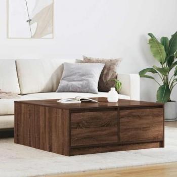 Mesa de Centro Carvalho Castanho com Armazenamento 100x100x40 cm
