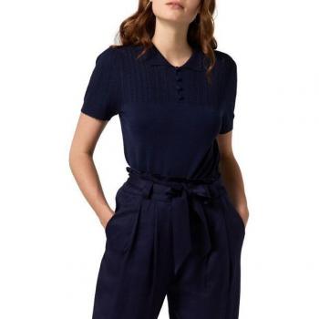 Jersey de mujer con cuello polo y trenzas