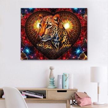 Diamond Leopard Cross Stitch Home Decor – 20x30cm