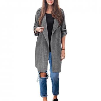 Trench coat mi-long coupe-vent gris