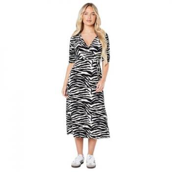 Black & White Zebra Wrap Dress – Petite