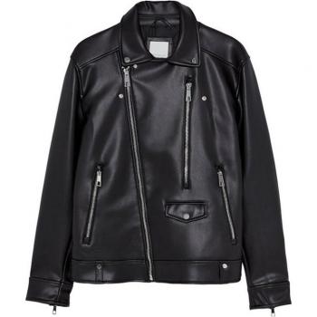 ABOORUN Männer Motorradjacke aus schwarzem PU-Leder für Frühling und Herbst