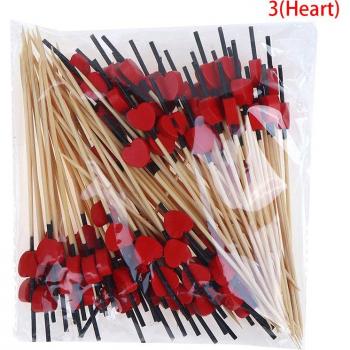 Herz-Bambus-Stäbchen 100x12cm für Party, Nachtisch und Obst