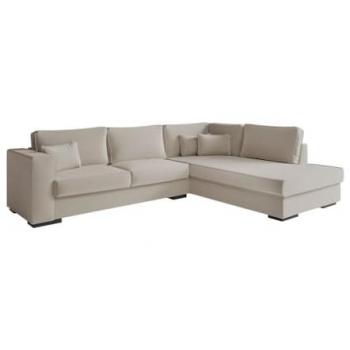 Canapé d'angle XXL 6 places en tissu beige
