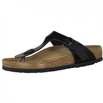 Birkenstock Gizeh BS Birko-Flor Patent Unisex Toe Post Black Sandals