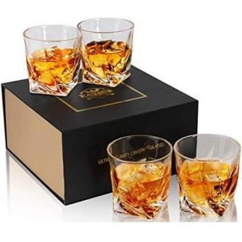 KANARS Whisky Gläser Set, bleifreie Kristallgläser, Whisky Glas, edle Geschenkbox, 4-teilig, 300 ml, hochwertig