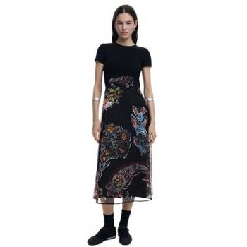 Vestito T-shirt Donna Desigual Lacroix Nero XL