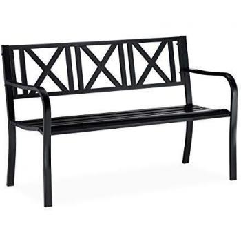 Panca da Giardino Impermeabile, 2 Posti, 81 x 127 x 56 cm, Nero