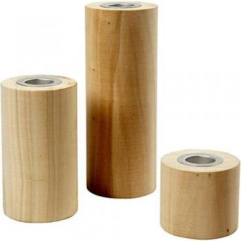 Stacked Candle Holders – Poplar Wood, 2.3 cm Hole