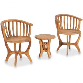 VidaXL 3-teiliges Garten-Bistro-Set in Teak Massivholz