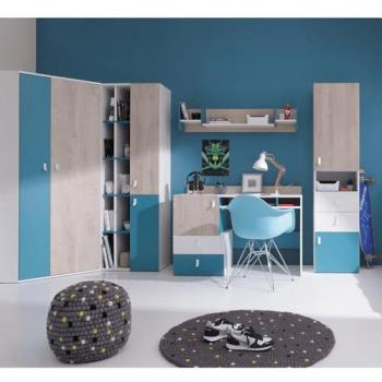 Jugendzimmer Set PITTSBURGH-133, 5-teilig, mit Schreibtisch und Eckkleiderschrank