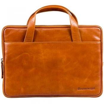 Silkeborg 13-Zoll Laptop-Carrier aus robustem Braunleder – Zwei strukturelle Griffe