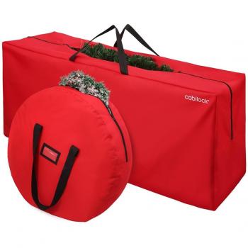 Sac de stockage pour arbre de Noël avec sac de guirlande (rouge)