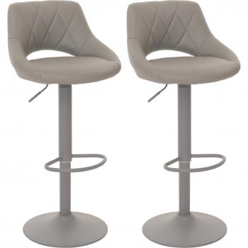 Lot de 2 chaises de bar HWC-N64 en similicuir gris