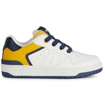 Geox Kids Washiba Sneakers in White and Yellow