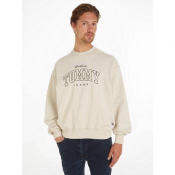 Sudadera para Hombre Tommy Hilfiger Beige Boxy Varsity