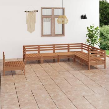 VidaXL 7 Piece Garden Furniture Set Solid Wood Pine Honey Brown