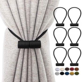 Verschlussmagnet für Gardinen – 2‑teiliger 16‑Zoll-Raffhalter mit Clip