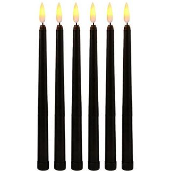 Velas LED para Halloween, 6 piezas, color negro, parpadeo sin llama, a pilas