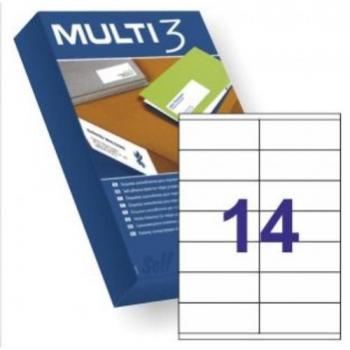 Multi3 Pack de 7.000 Etiquetas Blancas Cantos Rectos Tamaño 105.0X42.4mm con Adhesivo Permanente para Multiples Usos-10527