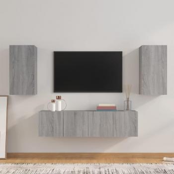 Vidaxl Heimkino-Schrankgruppe 4‑teil – Grau, Sonoma-Holzwerkstoff