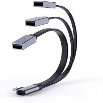 Adaptador Codo USB‑C de 3 Puertos