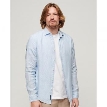 Camicia Casual Superdry A Maniche Lunghe Blu Lino
