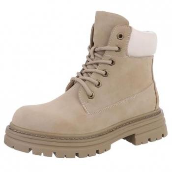 Ital-Design Flache Damen Stiefeletten in Hellbraun