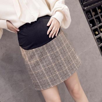 Skirt Maternité à Motifs Carreaux pour l’Automne