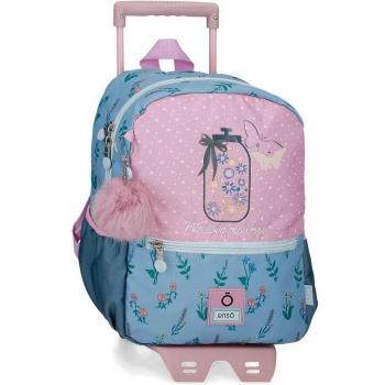 Mochila Enso We Love Flowers con carro rosa