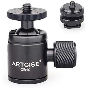 CB19 Mini Sfera Rotante con Attacco Caldo 1/4” – Accessorio per Treppiede, Cellulari, DSLR e Flash