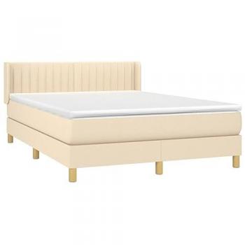 Lit double avec matelas crème 140x190 cm tissu