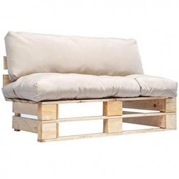 Divano da Giardino a Pallet con Cuscini Sabbia in Legno di Pino