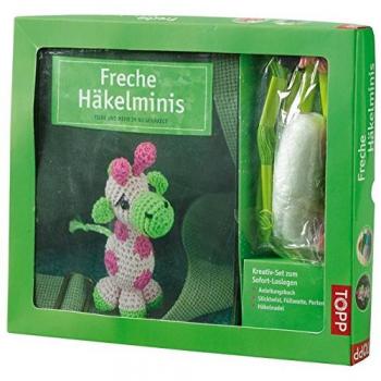 Kreativ-Set: Freche Häkelminis: Buch mit 56 m Garn in 4 Farben, Häkelnadel, Füllwatte und Perlen (Buch plus Material)