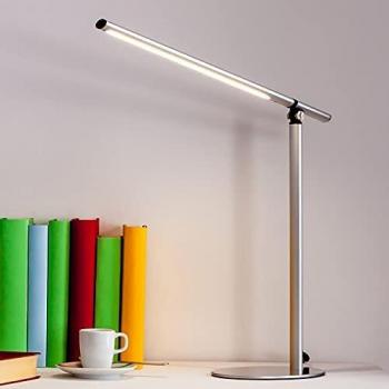 Lámpara de mesa LED Kolja en gris plata