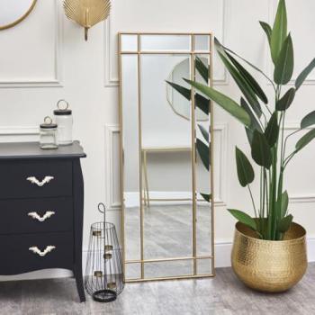Art Deco Gold Framed Wall / Leaner Mirror 54cm x 142cm