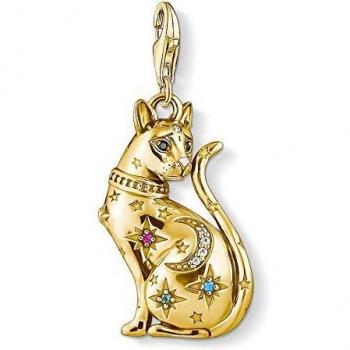 Charm de Gato en Plata con Baño de Oro de 18K