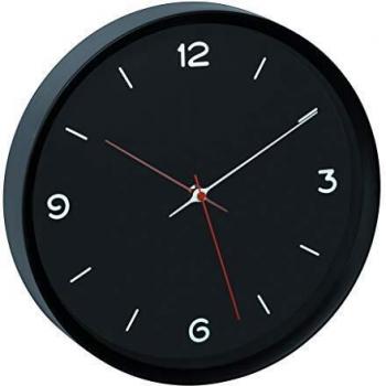 TFA Dostmann Analoge Wanduhr, 60.3056.01, geräuscharmes Sweep-Uhrwerk, Glasabdeckung, schwarz
