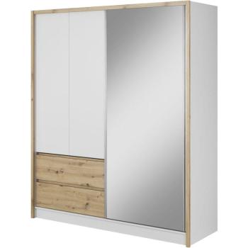 Armadio Sara 184 cm Anta Scorrevole – Specchio e 2 cassetti in finitura Blanc Mat