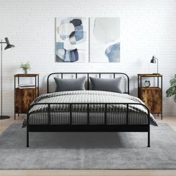 Mesitas de Noche 2 Uds Madera Multicapa Roble Ahumado 41x31x80 cm