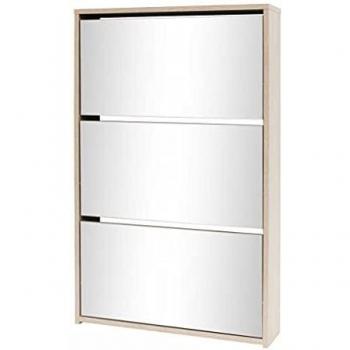 Sonata Shoe Cabinet with Three Mirrors, Oak, 63x17x102.5 cm