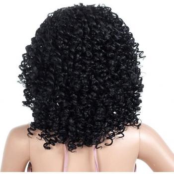 Perruque Afro courte noire ombre avec frange