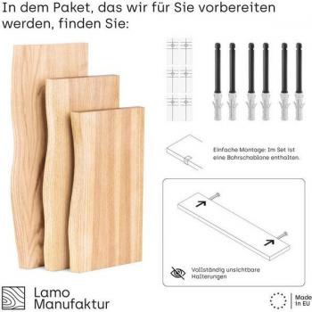 Lamo Manufaktur Naturholz Wandregale 3 Stück