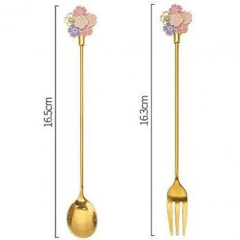 Duo Cucharas Cerezo en Flor y Tenedor Tradicional Japonés