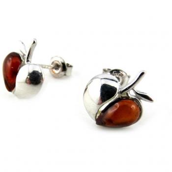 Les Trésors de Lily N1945 – Boucles argent Pomme d’Amour Ambre Cognac Rhodée