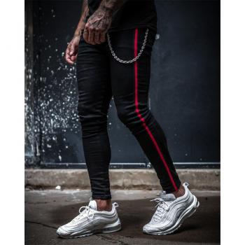 Jeans de algodón con rayas laterales para hombre