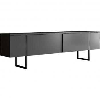 Mobile TV Luxe 180x30x50 cm grigio e nero con 2 ante ribaltabili