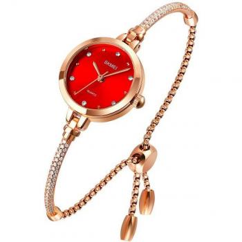 Montre-bracelet SKMEI pour femmes, luxe, petit cadran, or rose, cuivre et acier