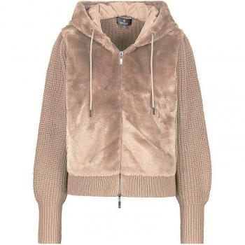 Monari Damen Strickjacke in Felloptik Beige Größe 34
